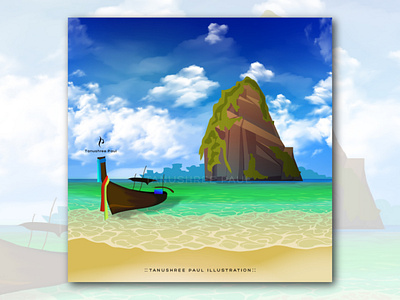 :: Beach and Island Illustration :: design graphic design illustration vector