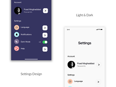 Settings App Design design sketch ui