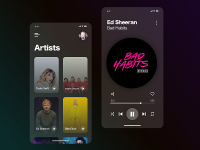 Music Player product design sketch ui