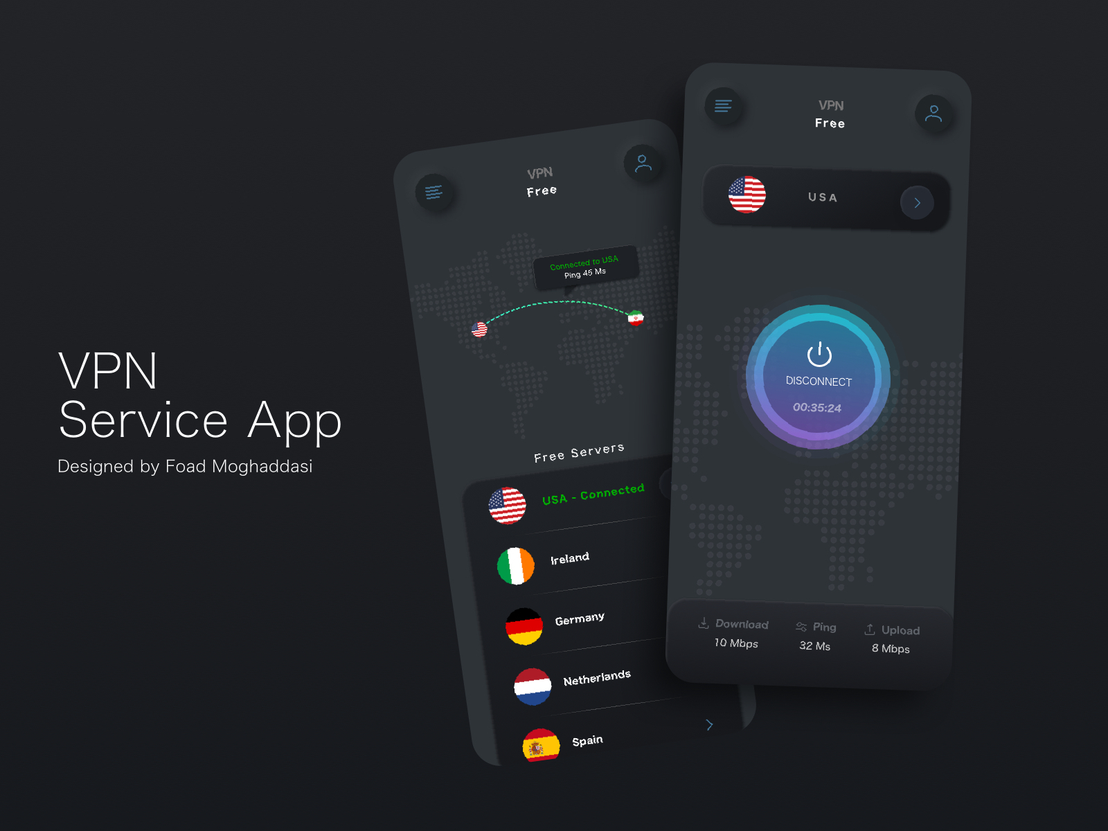 VPN App design by Foad Moghaddasi on Dribbble