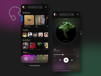 Dark Music Player design product design sketch ui