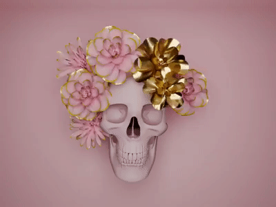 playing with C4D #3 3d abstract c4d cgi cinema4d flowers skull