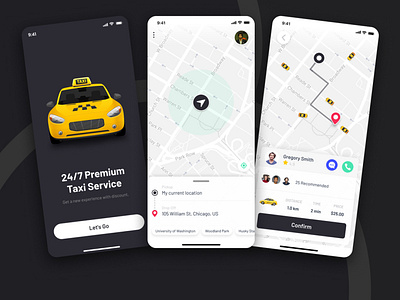 Taxi Booking App UI Design 3d appdevelopment branding graphic design taxibookingapp ui