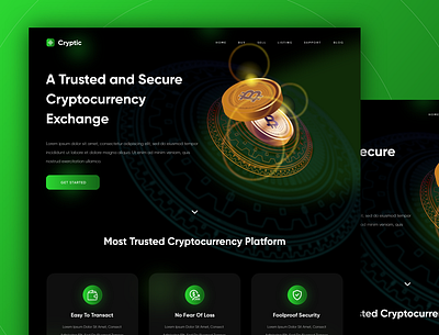 Cryptic - Web UI Design bitcoin crypto cryptocurrency cryptocurrency website ui ui design ux design website design