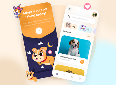 Pawfect - Pet Adoption App UI adobe xd mobile app mobile app design pet adoption app ui ui design uiux ux design