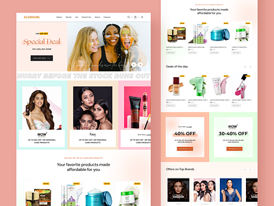 Shopping Website for Cosmetics and Beauty Products cosmetics ecommerce home products shopping ui website website design