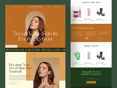Landing page design for Skincare products website cosmetics ecommerce home shopping skincare ui ux website website design