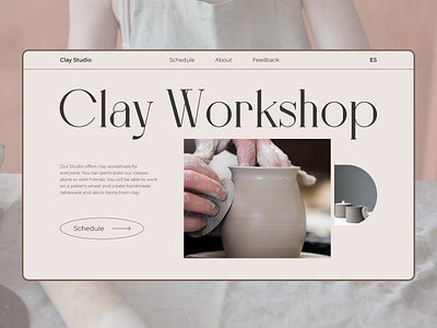 Clay Workshops Website animation beige clay design figma landing landingpage minimalism ui ux web design webdesign website