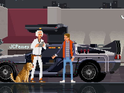 Back to the future 80s 8bit back to the future delorean doc film marty mcfly movie pixel art pixelart