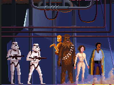 The Empire Strikes Back c3po chewbacca darth vader han solo pixel art pixelart star wars starwars storm troopers