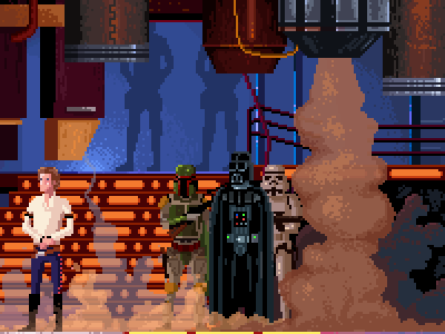 The Empire Strikes Back bobba fet darth vader empire game han solo lucasarts pixel art retro star wars video game