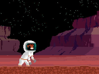 space walk ape mars monkey pixel art pixelart planet space spacesuit