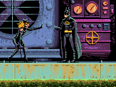 Batman returns 8bit art 8bits batman bruce wayne catwoman dc digital art gaming pixel art pixelart selena the dark knight tim burton video games