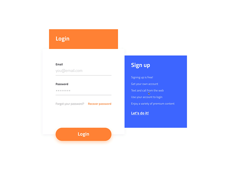 Authentication - made with InVision Studio animation card flat interface invision login motion register sign up studio ui