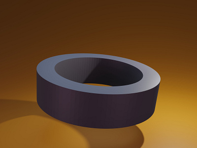 3d black flat cylinder with yellow background