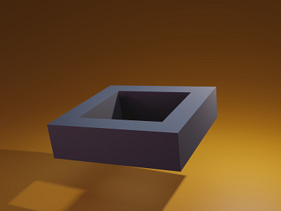 3d black flat cubical object with yellow background