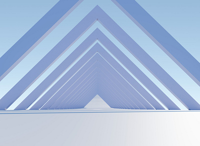 abstract minimal background with a triangular tunnel. 3d geometry