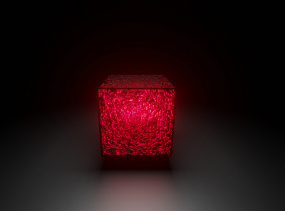 3D solid cube that has light emitting texture. minimal