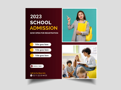 School Admission Social Media Post Design