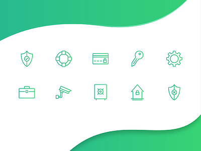 Security & Protection Icon Set app bank database flat flat icons icon pack icon set icons outline security ui web