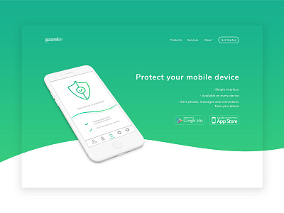 Security & Protection App | Landing Page homepage landing page product ui user interface web design website