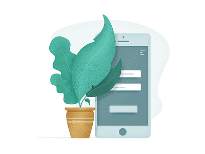Mobile App Illustration design grain graphic illustration mobile plants texture