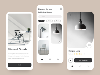 Furniture Mobile App app design icon minimal ui ux web