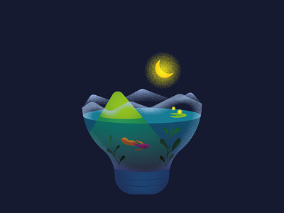 fish in night animation design digital art digital painting graphic design illustration