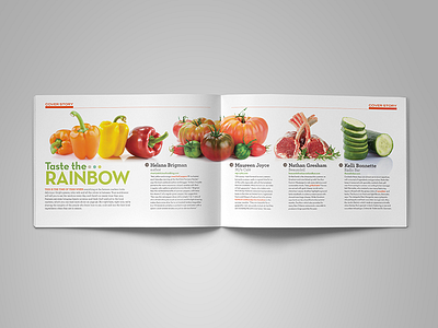 spread from 225 magazine baton rouge chef culinary editorial design fresh magazine pepper print tomato vegetable