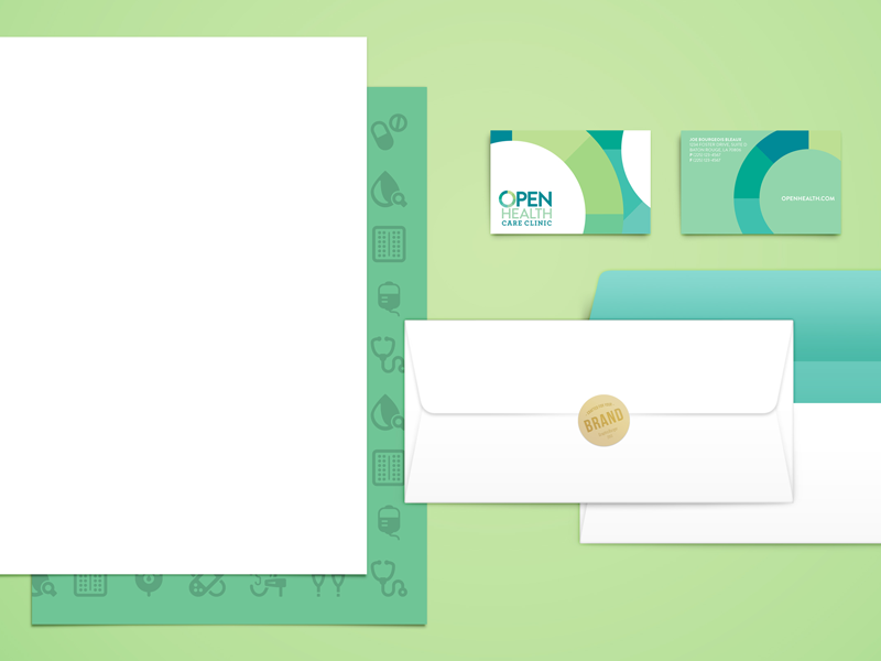 Open Health Care Clinic healthcare logo design collateral branding