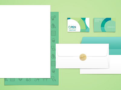 Open Health Care Clinic branding collateral healthcare logo design