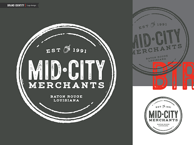 Mid City Merchants rebrand aged baton rouge branding logo print stamp texture