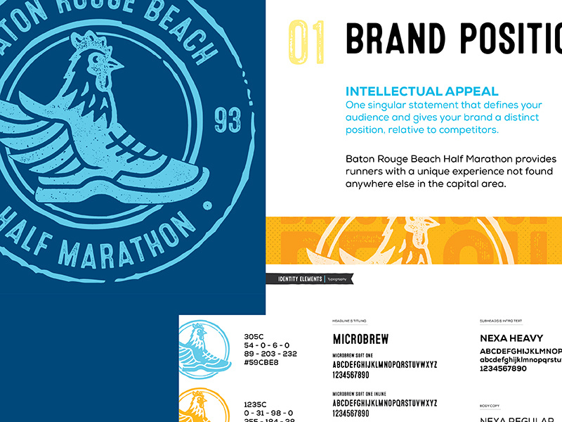 Baton Rouge Beach Half Marathon rebrand winged foot shoe runner stamp chicken race running marathon baton rouge texture screenprinting logo branding brand print