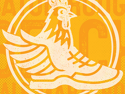 Baton Rouge Beach Half Marathon rebrand baton rouge brand branding chicken logo marathon print race runner running screenprinting shoe texture wing winged foot