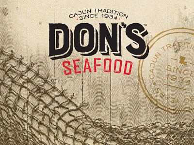 Don's Seafood rebrand brand branding cajun logo louisiana print rustic seafood stamp texture