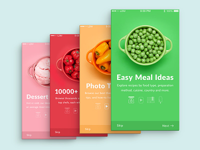 Splash Screens app colorful colors food ios iphone loading meal minimal recipe tutorial ui