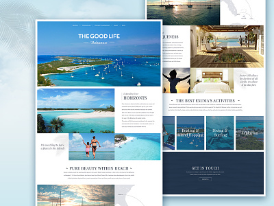 Exumas Rental Home Page clean hero homepage interface island luxury nature travel travel site ui vacation website
