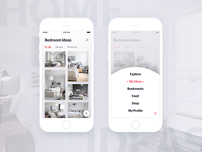 Home Ideas App app explore furniture grey idea ios ios11 martalzrv menu photo title ui