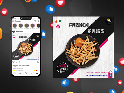 Fast Food Ads Design black design fast food fast food social media design food food facebook asd french fries photoshop restaurant food