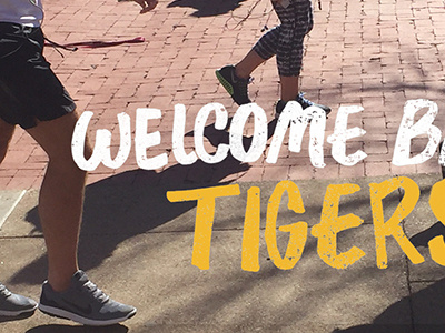 Welcome Back Tiger distressed handwritten students