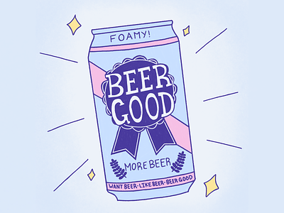 Beer Good art beer blue ribbon bold buffy colorful hand drawn illustration line minimal naive pabst pastel simple sparkle television vampire
