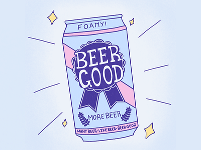 Beer Good art beer blue ribbon bold buffy colorful hand drawn illustration line minimal naive pabst pastel simple sparkle television vampire