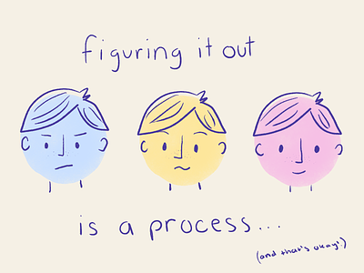 Figuring it out angry art colorful cute drawing emotion faces feelings fun happy illustration lettering minimal motivational naive pastel people round sad simple