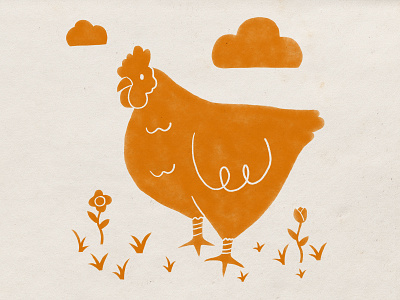 Orange Chicken animal art birb bird block bold chicken colorful cute illustration inspired linocut minimal one color print printmaking screen simple spot color texture