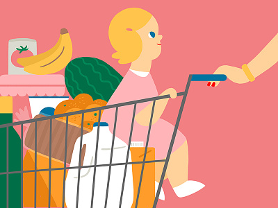 Grocery Store child color flat food girl grocery store kid mom