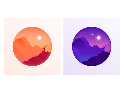Sunset & Night design illustration