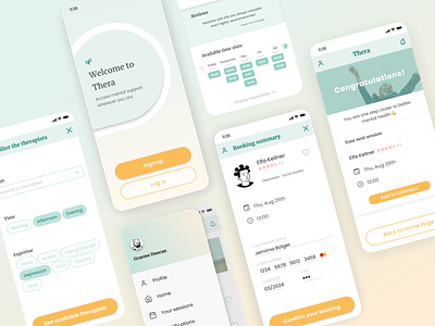 Thera - remote therapy scheduling app design mobile typography ui ux
