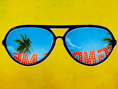 Ignore Me aviators palm trees reflection shades sunglasses yellow