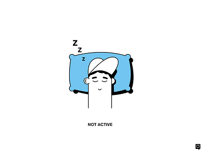 NOT acvtive boy branding design emptystate icon illustration lineart lines monochrome notactive sleeping vector