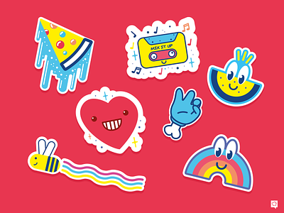 Stickers art branding design funky icon icons illustration lineart stickers vector